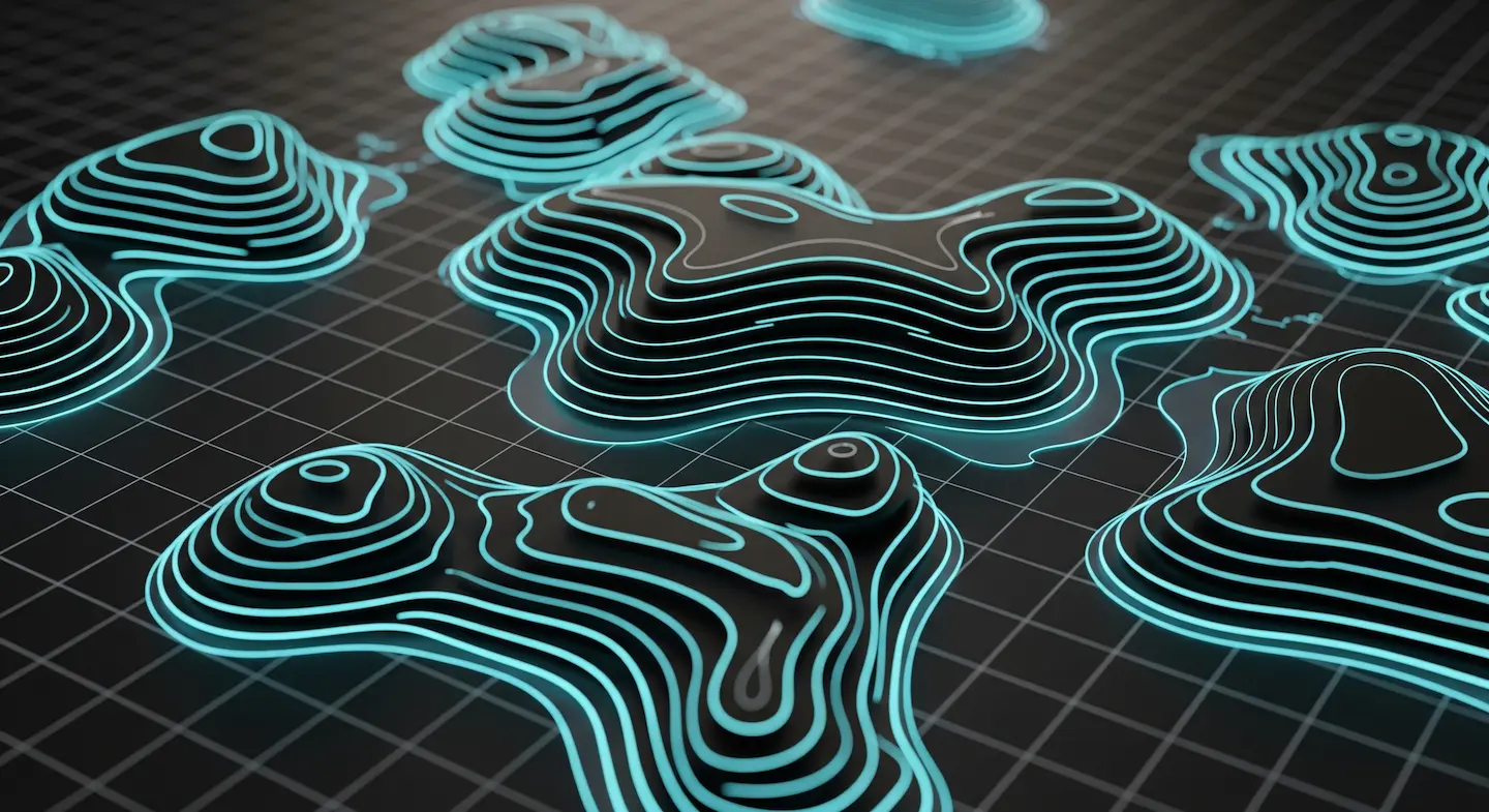 Vista aérea de un territoriocon capas topograficas