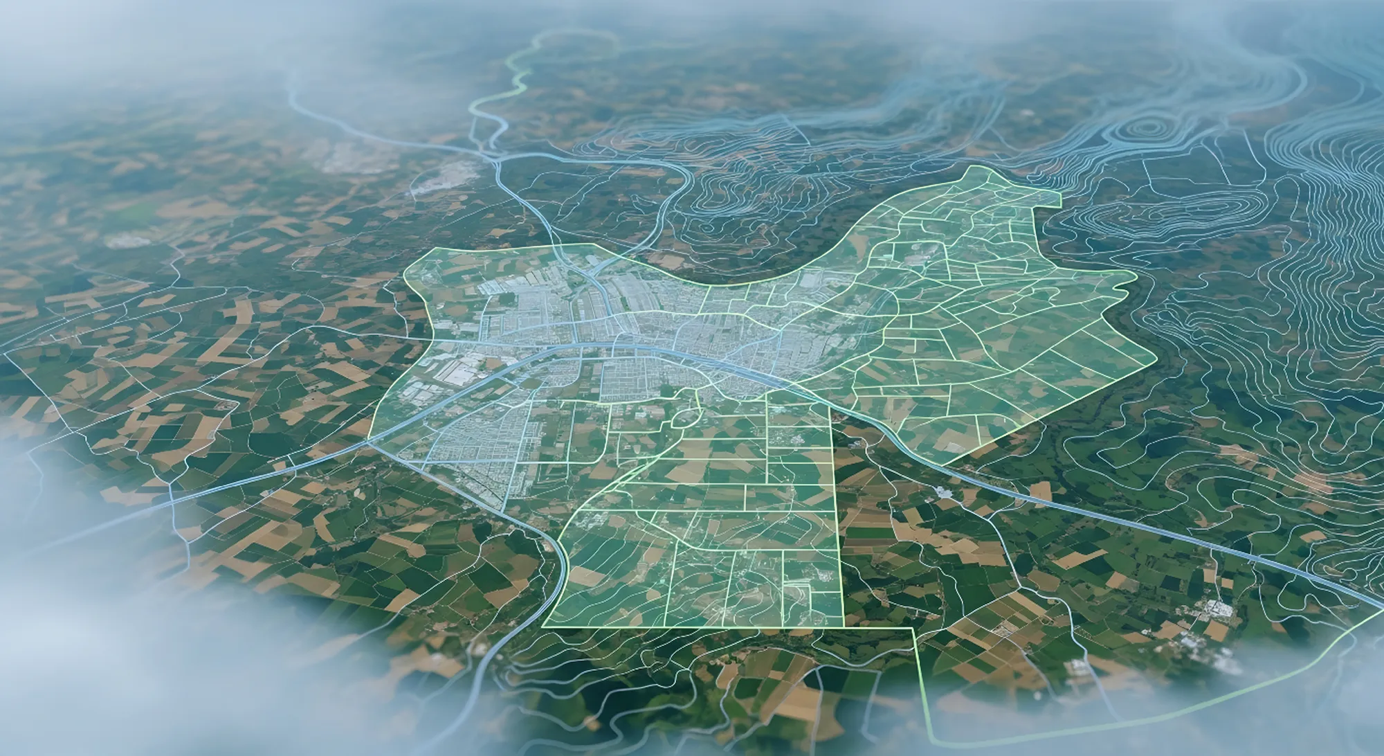 Vista aérea de un territorio para actualización catastral